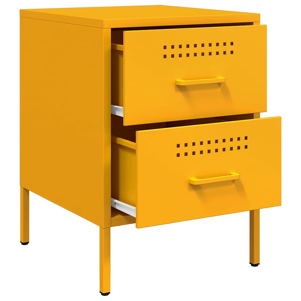 Bedside Cabinets 2 pcs Mustard Yellow 36x39x50.5 cm Steel