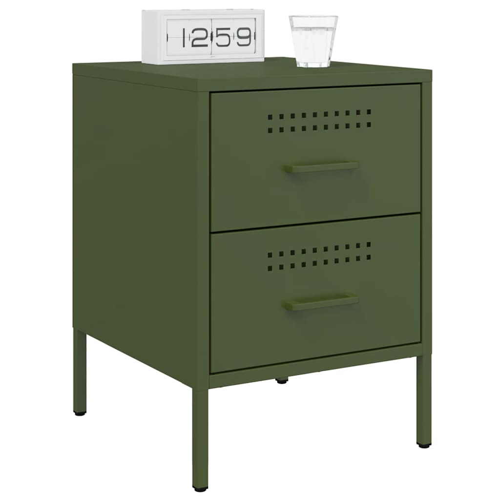 Bedside Cabinets 2 pcs Olive Green 36x39x50.5 cm Steel
