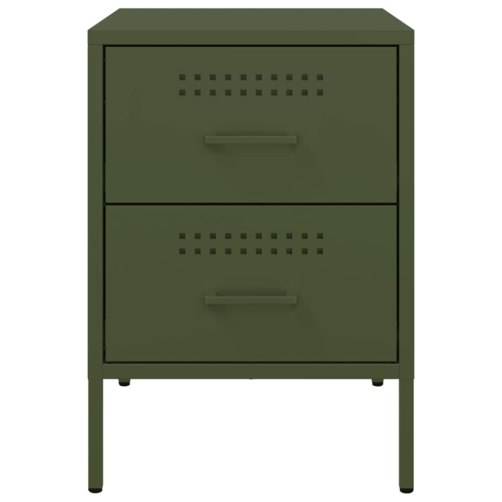 Bedside Cabinets 2 pcs Olive Green 36x39x50.5 cm Steel