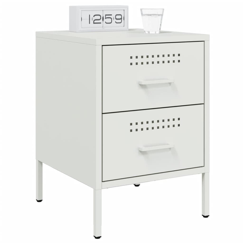 Bedside Cabinet White 36x39x50.5 cm Steel