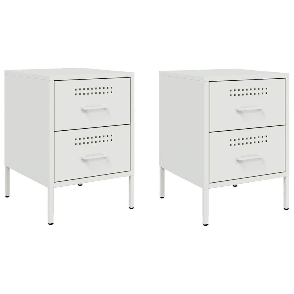 Bedside Cabinets 2 pcs White 36x39x50.5 cm Steel