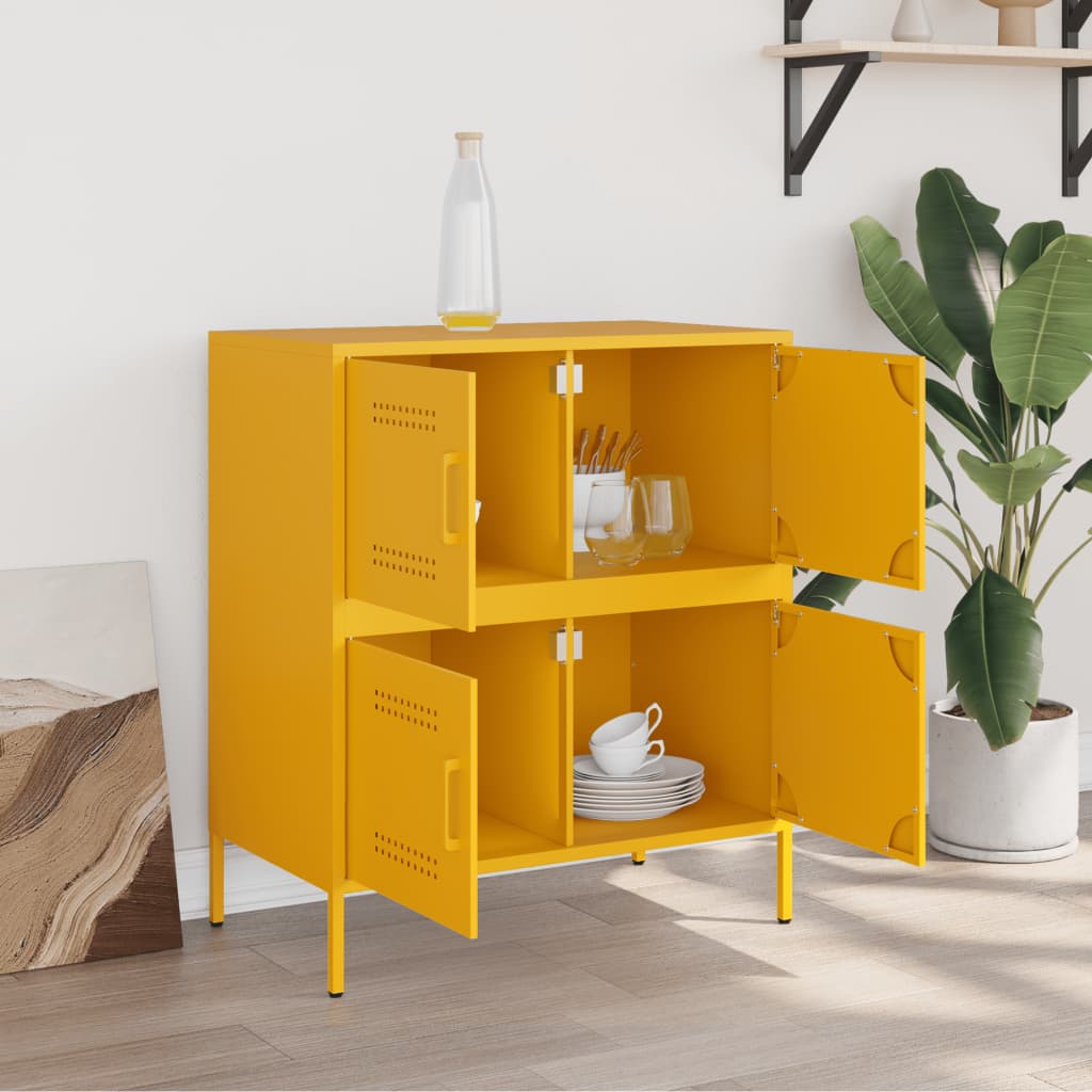 Sideboard Mustard Yellow 68x39x79 cm Steel