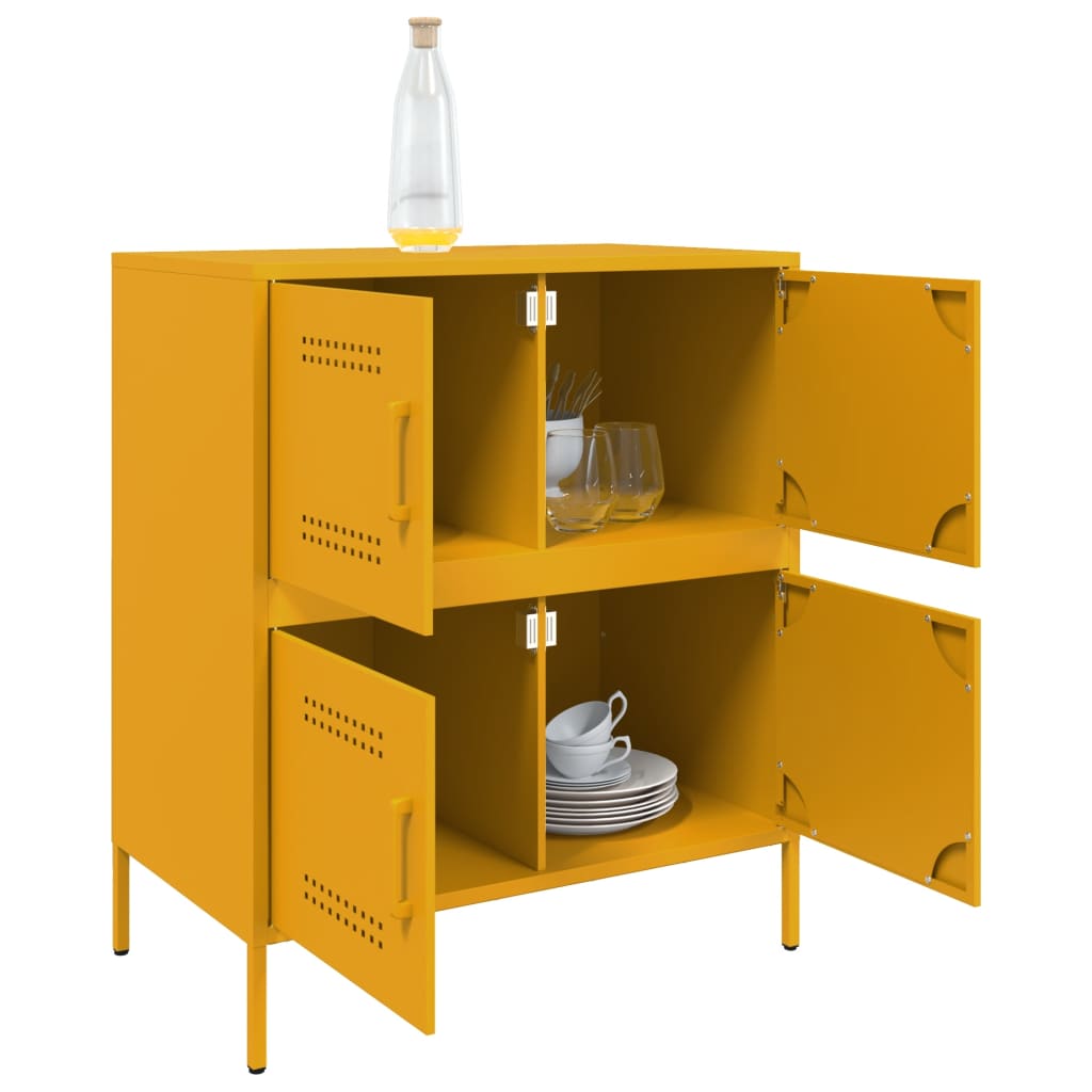 Sideboard Mustard Yellow 68x39x79 cm Steel
