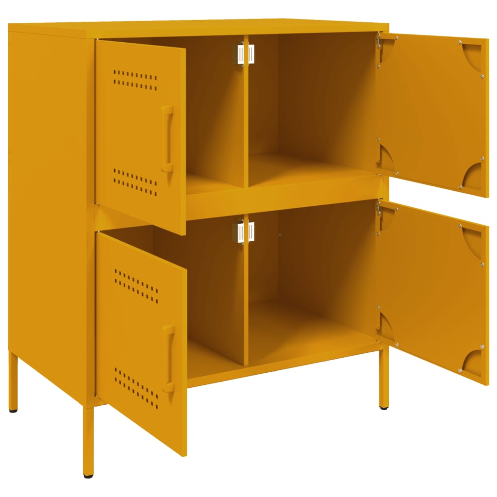 Sideboard Mustard Yellow 68x39x79 cm Steel