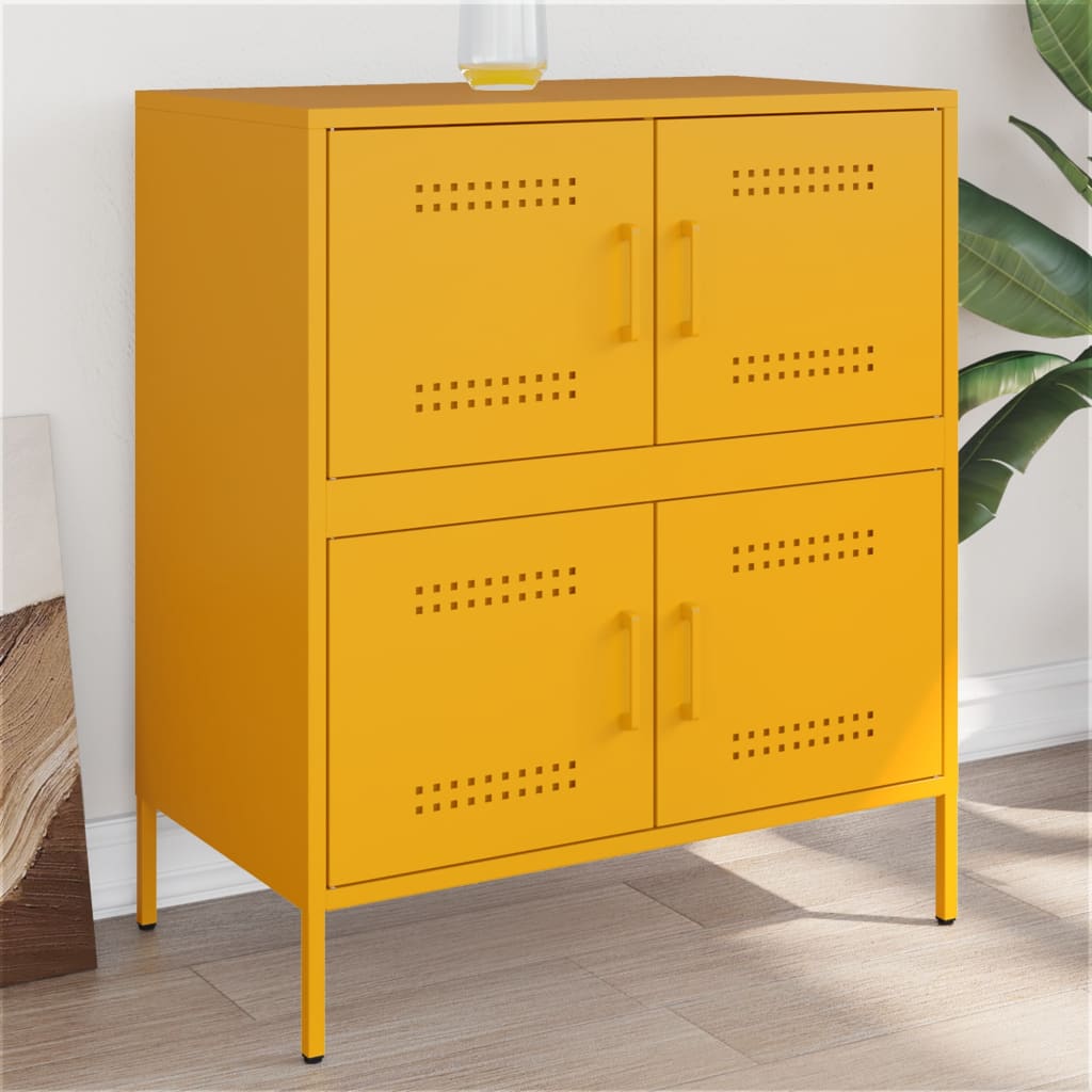 Sideboard Mustard Yellow 68x39x79 cm Steel