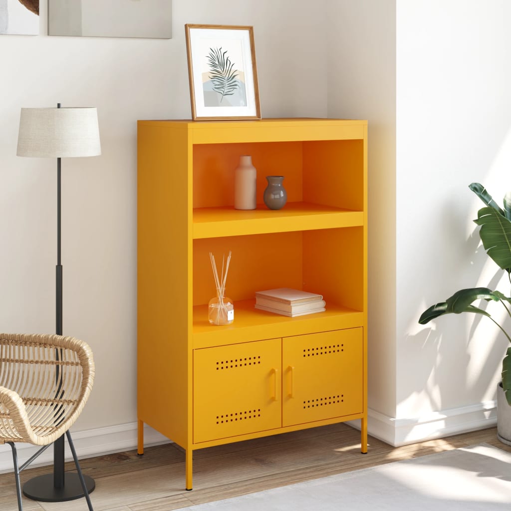 Highboard Mustard Yellow 68x39x113 cm Steel