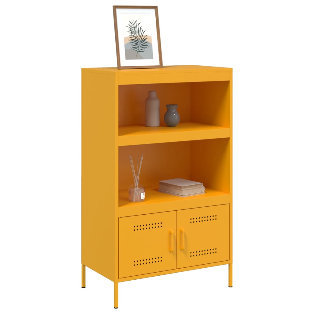 Highboard Mustard Yellow 68x39x113 cm Steel