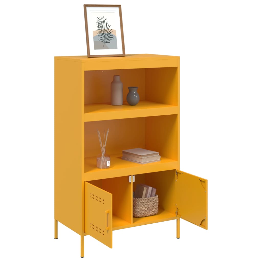 Highboard Mustard Yellow 68x39x113 cm Steel
