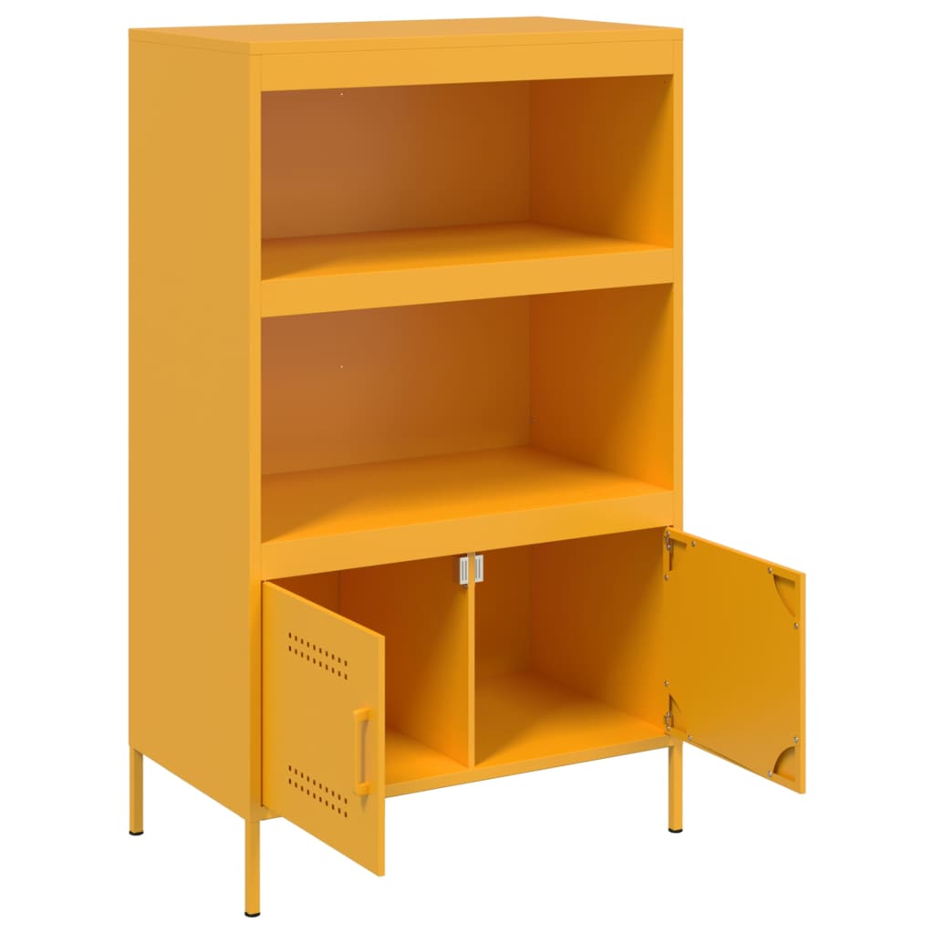 Highboard Mustard Yellow 68x39x113 cm Steel