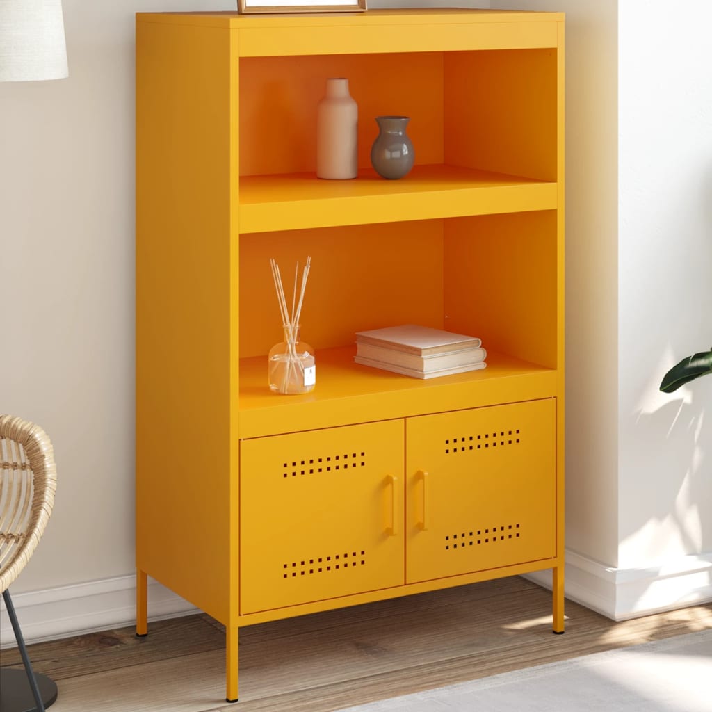 Highboard Mustard Yellow 68x39x113 cm Steel