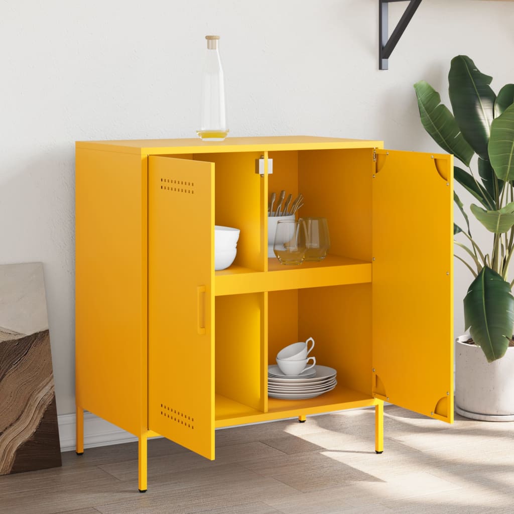 Sideboard Mustard Yellow 68x39x79 cm Steel