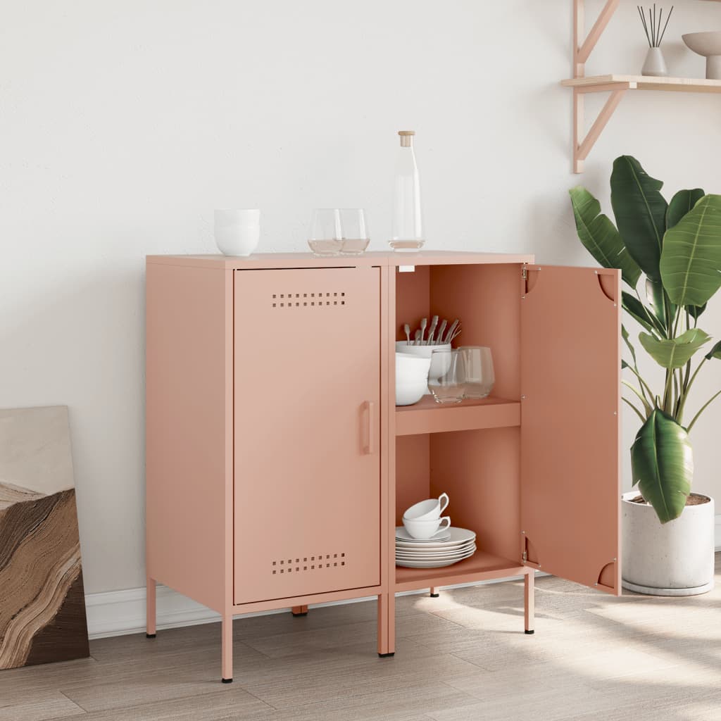 Sideboards 2 pcs Pink 36x39x79 cm Steel