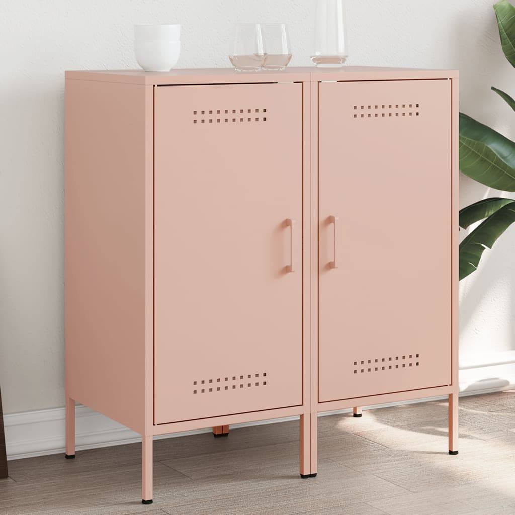 Sideboards 2 pcs Pink 36x39x79 cm Steel