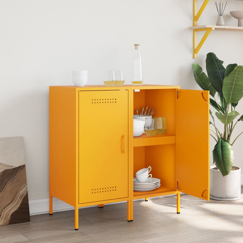 Sideboards 2 pcs Mustard Yellow 36x39x79 cm Steel