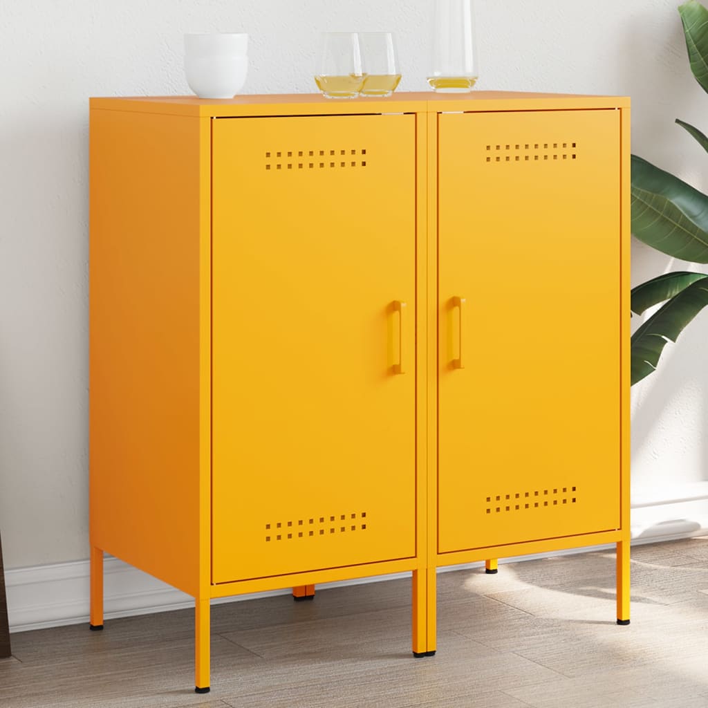 Sideboards 2 pcs Mustard Yellow 36x39x79 cm Steel