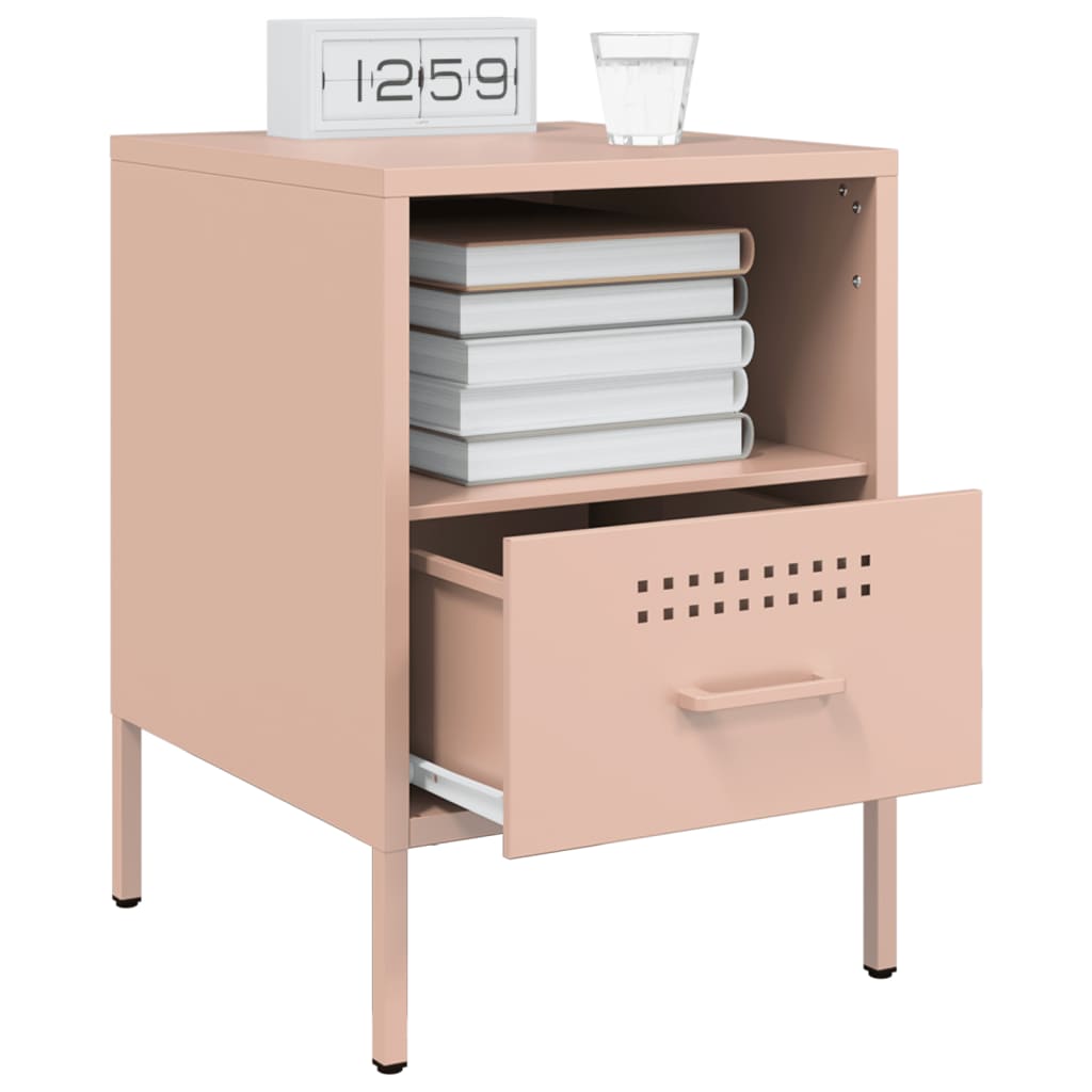 Bedside Cabinets 2 pcs Pink 36x39x50.5 cm Steel