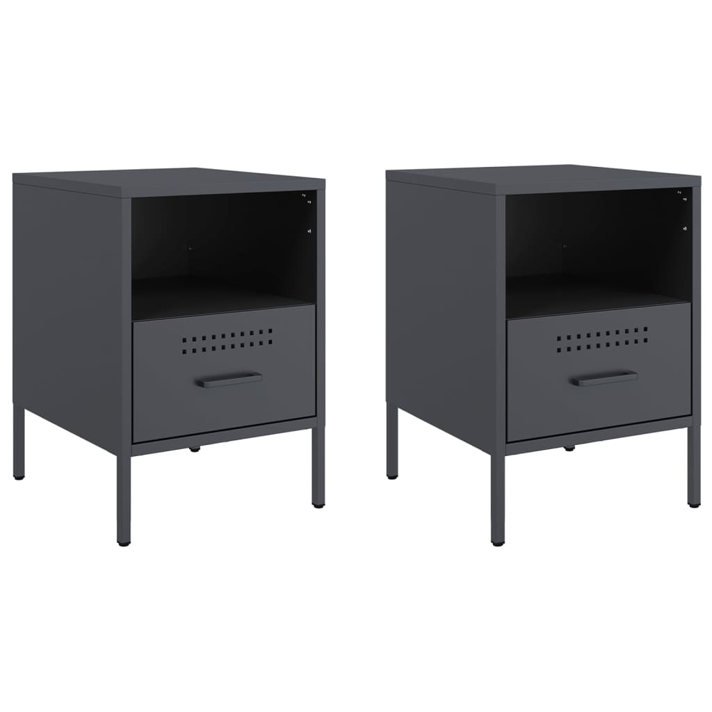 Bedside Cabinets 2 pcs Anthracite 36x39x50.5 cm Steel