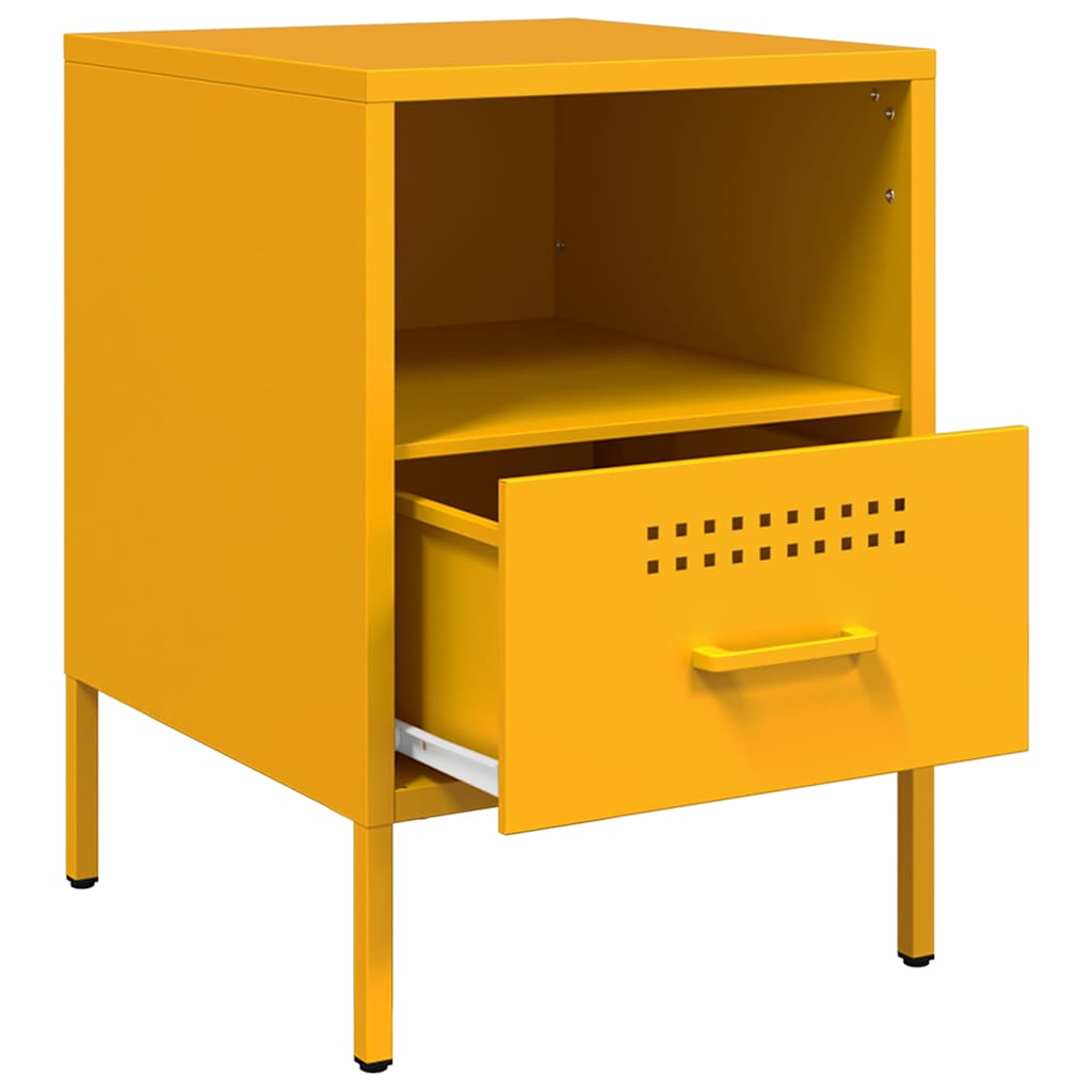 Bedside Cabinets 2 pcs Mustard Yellow 36x39x50.5 cm Steel