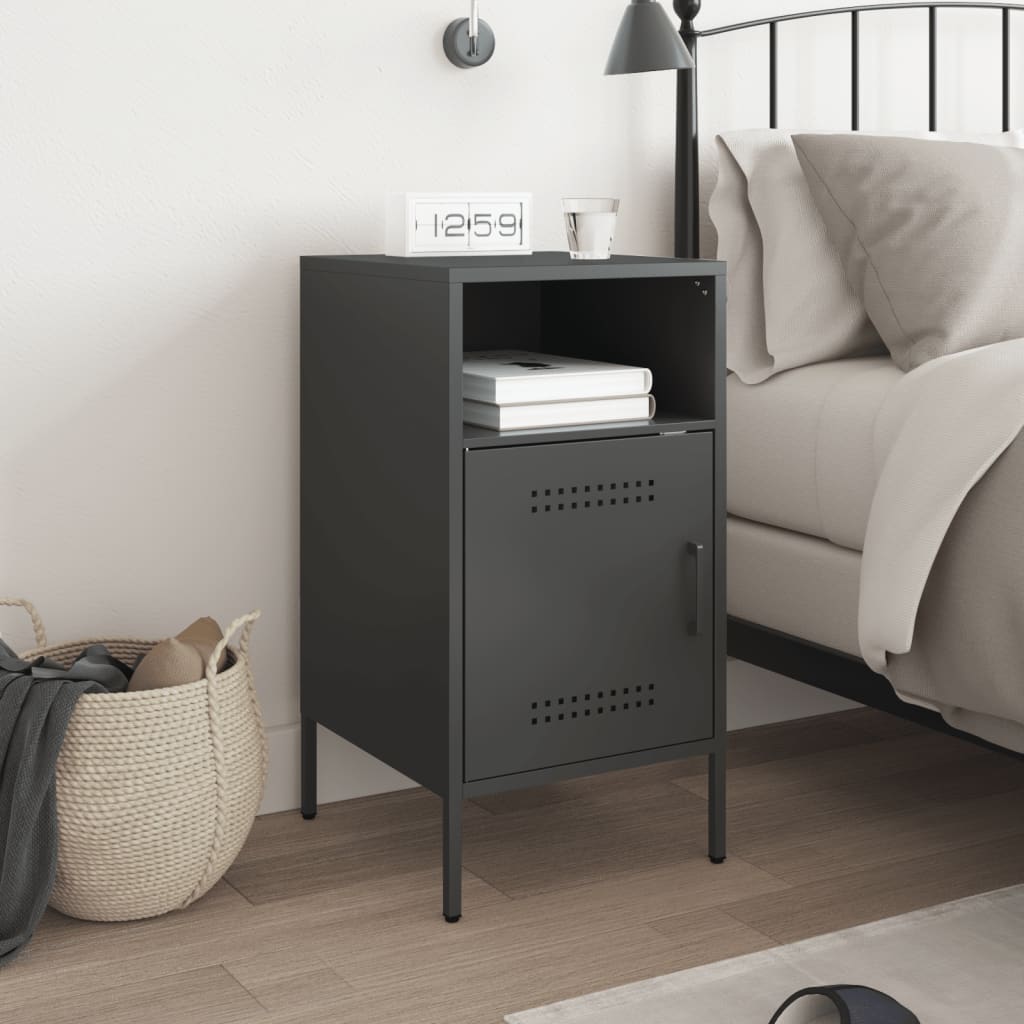 Bedside Cabinet Black 36x39x68 cm Steel