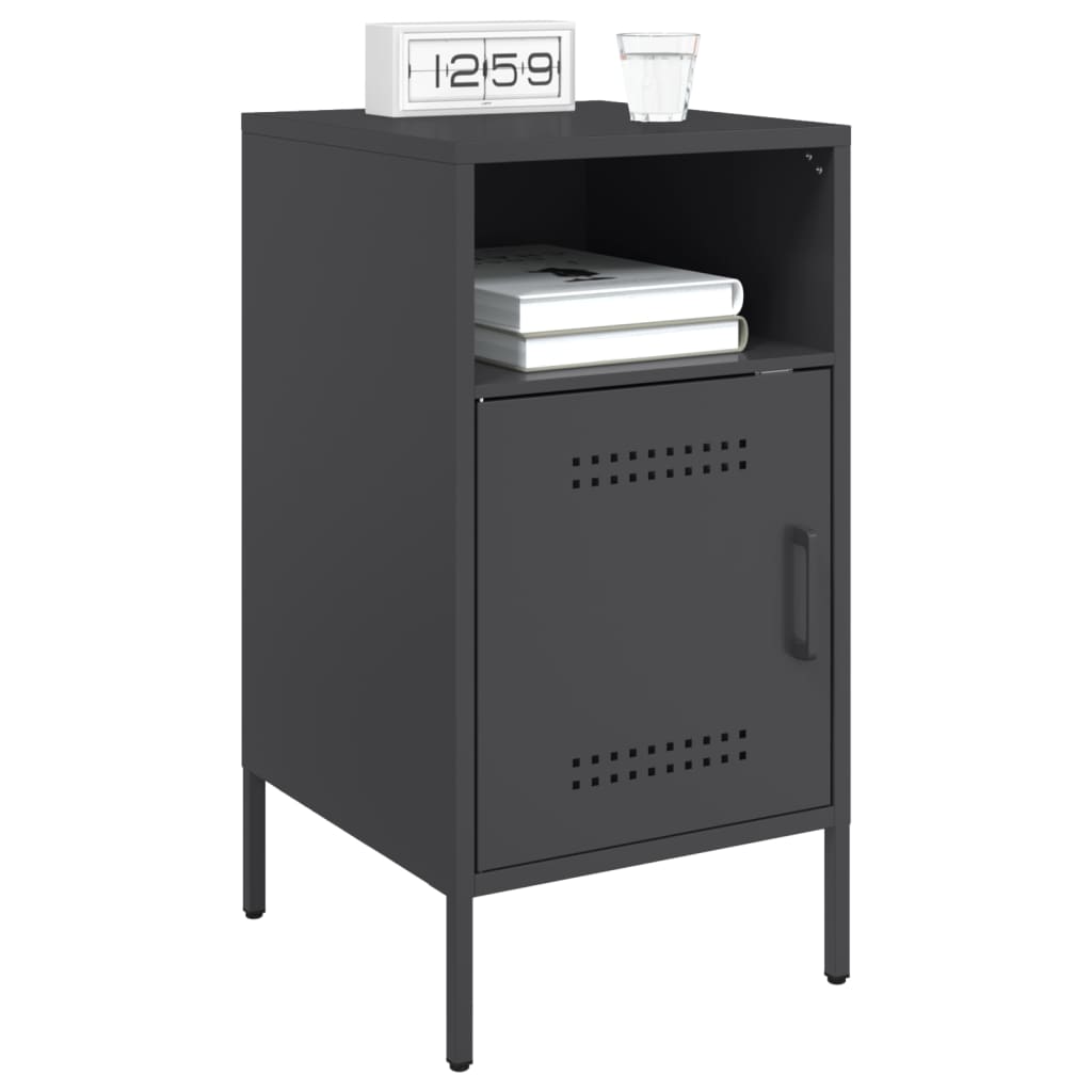 Bedside Cabinet Black 36x39x68 cm Steel