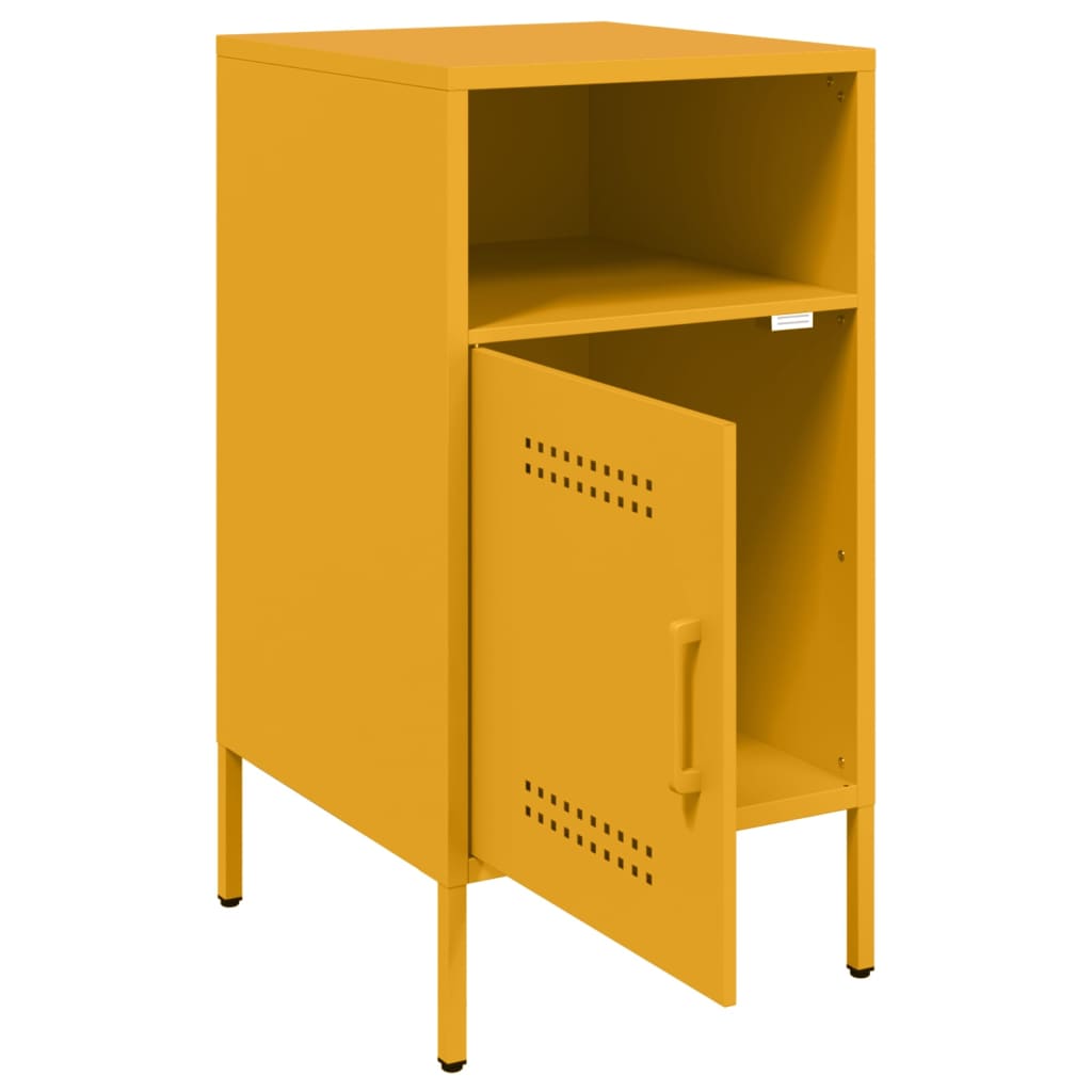 Bedside Cabinets 2 pcs Mustard Yellow 36x39x68 cm Steel