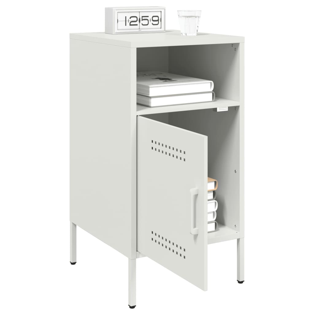 Bedside Cabinet White 36x39x68 cm Steel