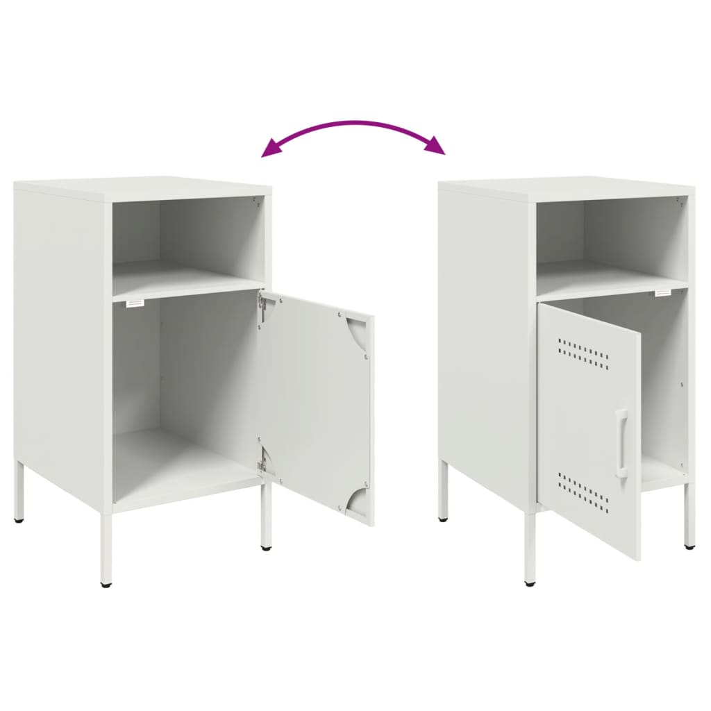 Bedside Cabinet White 36x39x68 cm Steel