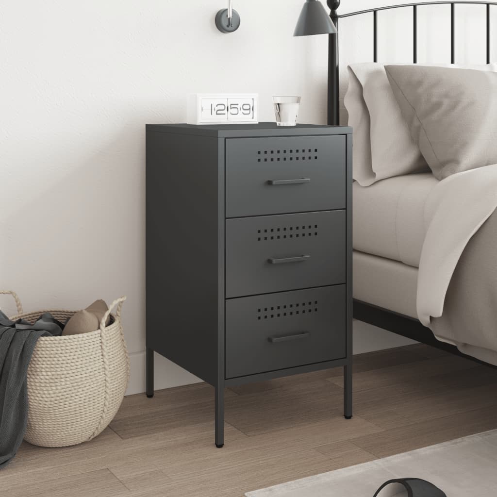 Bedside Cabinet Black 36x39x68 cm Steel