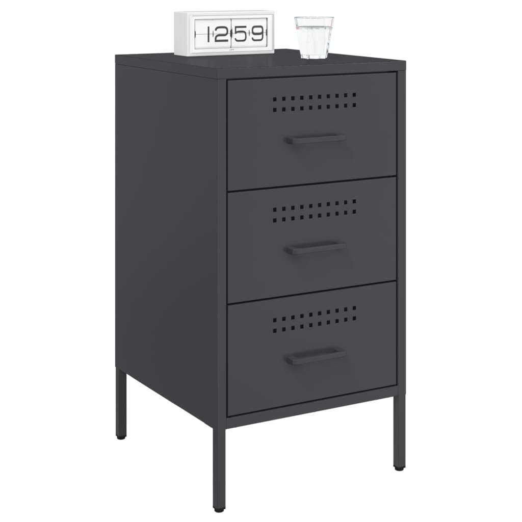 Bedside Cabinet Black 36x39x68 cm Steel