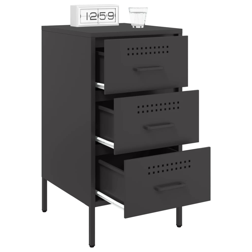 Bedside Cabinet Black 36x39x68 cm Steel