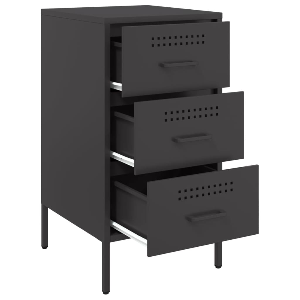 Bedside Cabinet Black 36x39x68 cm Steel