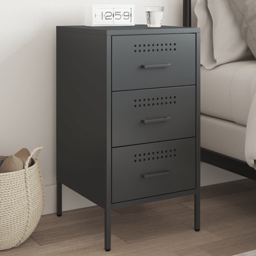 Bedside Cabinet Black 36x39x68 cm Steel