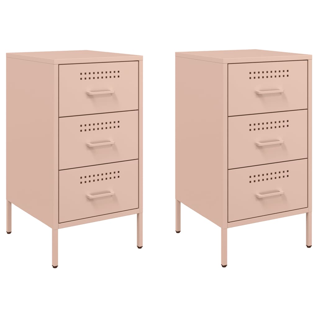 Bedside Cabinets 2 pcs Pink 36x39x68 cm Steel