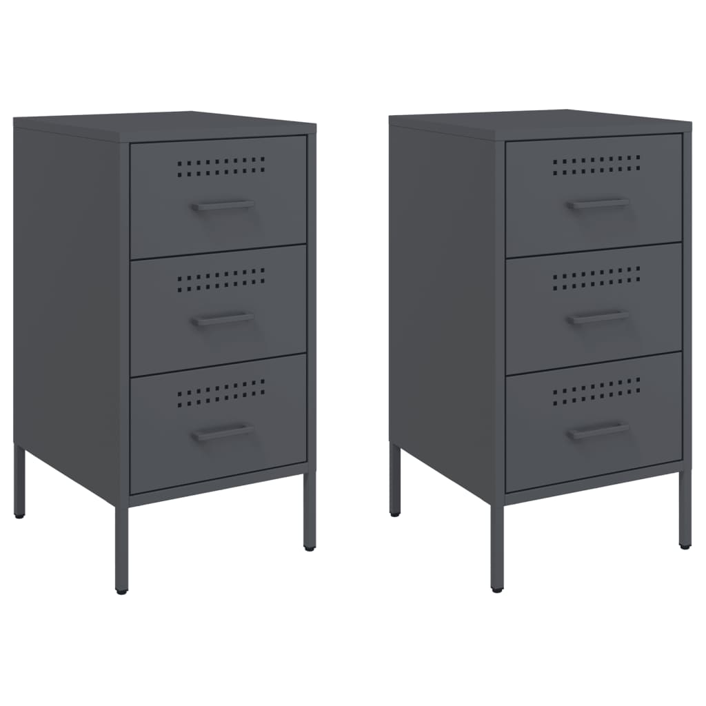 Bedside Cabinets 2 pcs Anthracite 36x39x68 cm Steel