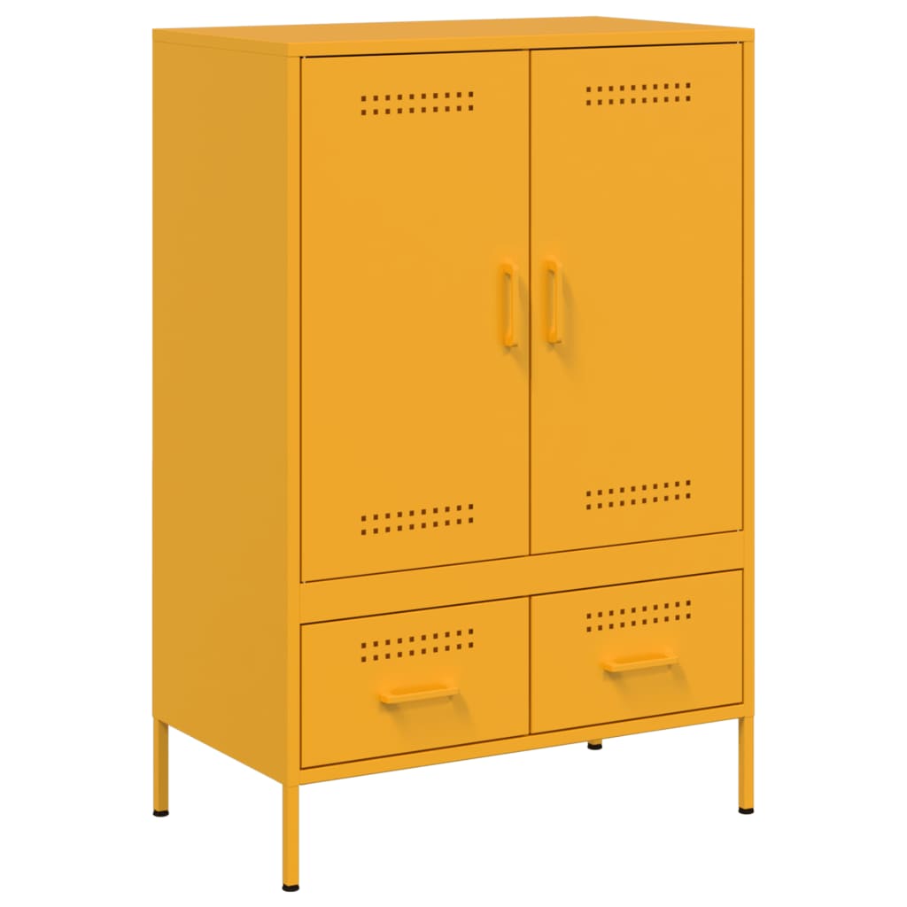 Highboard Mustard Yellow 68x39x101.5 cm Steel