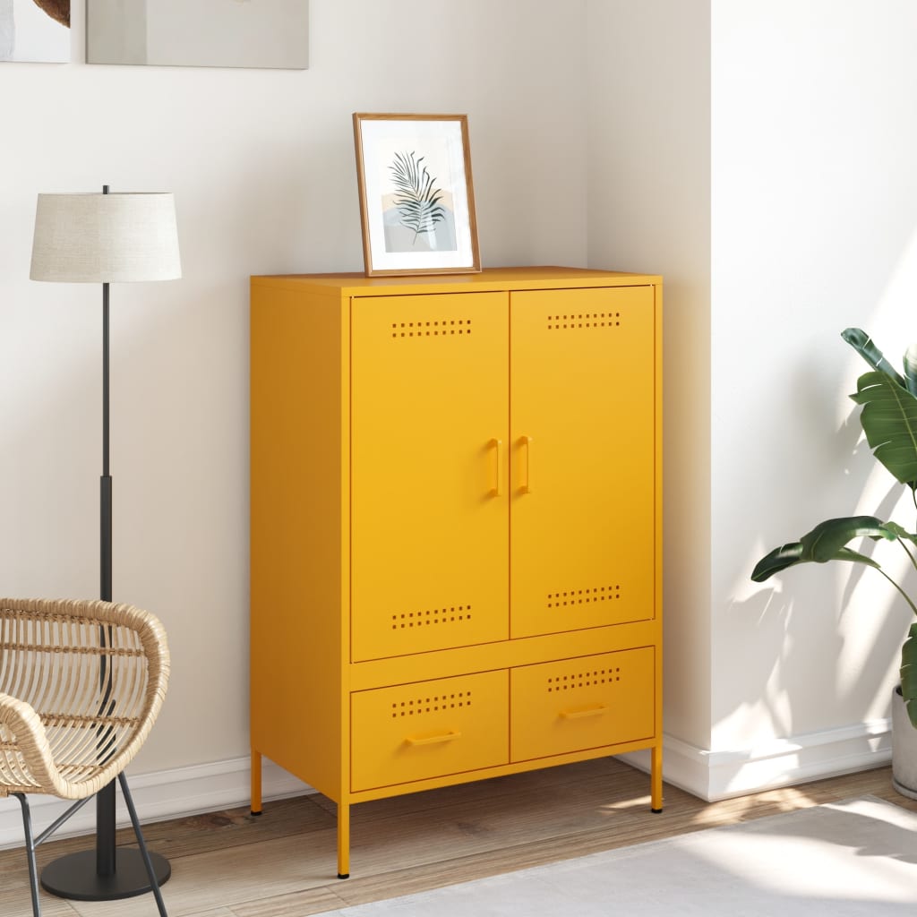 Highboard Mustard Yellow 68x39x101.5 cm Steel