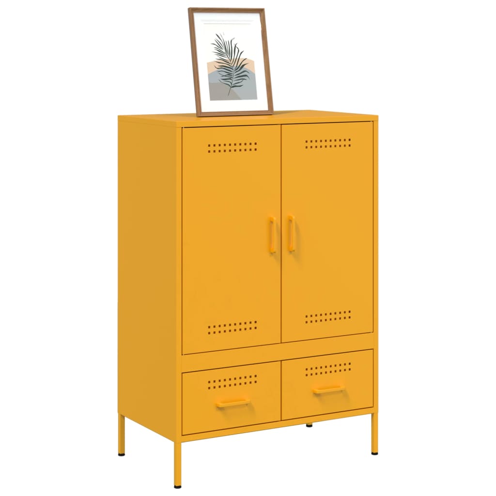 Highboard Mustard Yellow 68x39x101.5 cm Steel