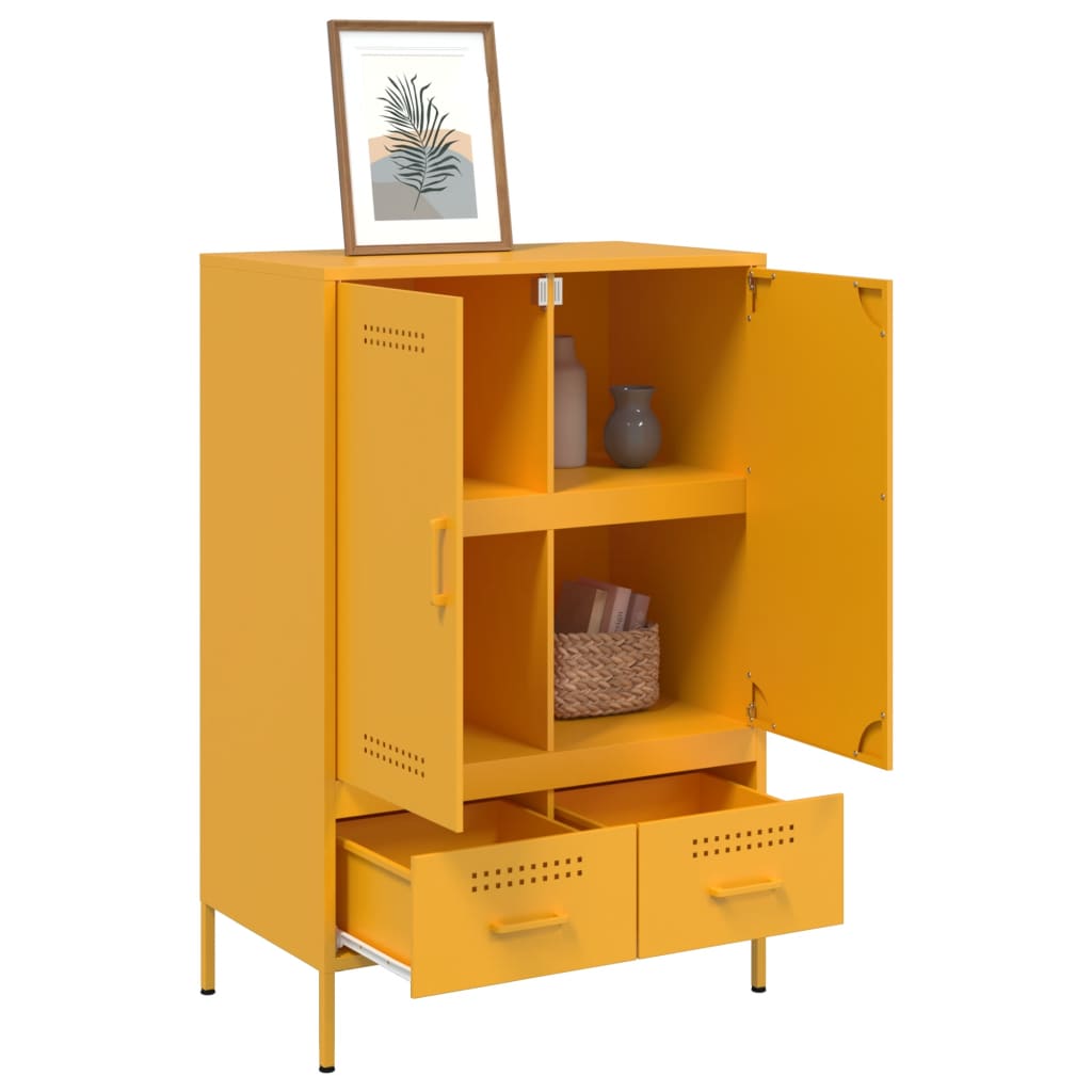 Highboard Mustard Yellow 68x39x101.5 cm Steel