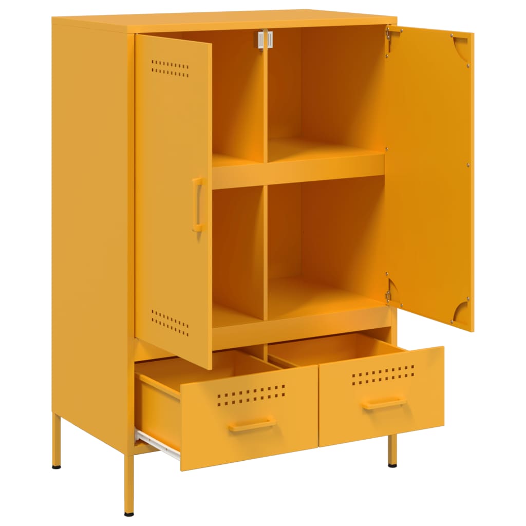 Highboard Mustard Yellow 68x39x101.5 cm Steel