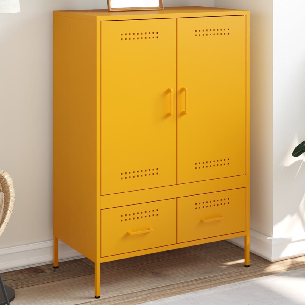 Highboard Mustard Yellow 68x39x101.5 cm Steel