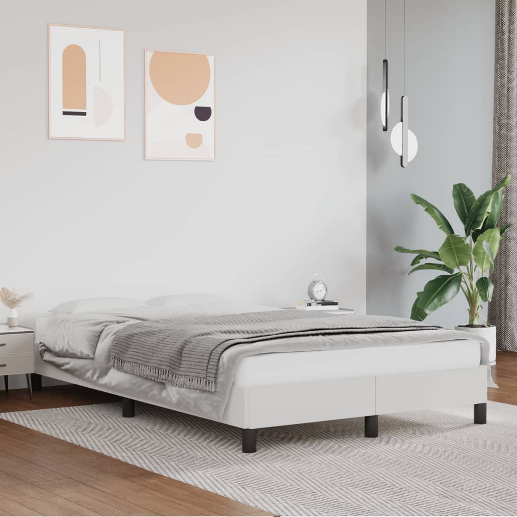 Bed Frame without Mattress White 120x190 cm Small Double Faux Leather