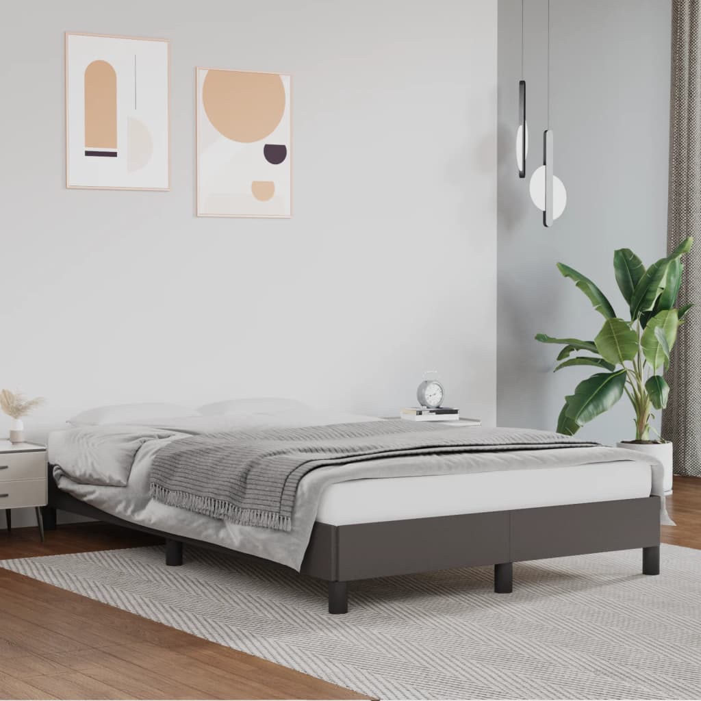 Bed Frame without Mattress Grey 120x190 cm Small Double Faux Leather