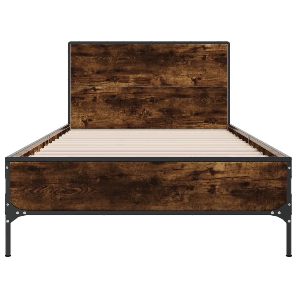 Bed Frame without Mattress Smoked Oak 100x200 cm