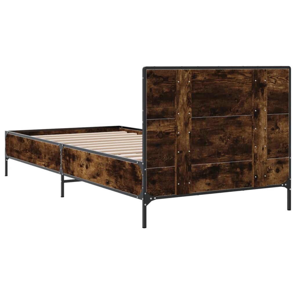 Bed Frame without Mattress Smoked Oak 100x200 cm