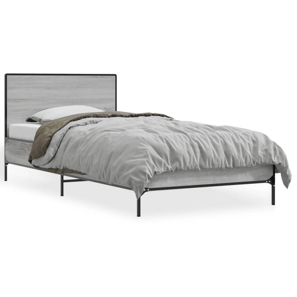 Bed Frame without Mattress Grey Sonoma 100x200 cm