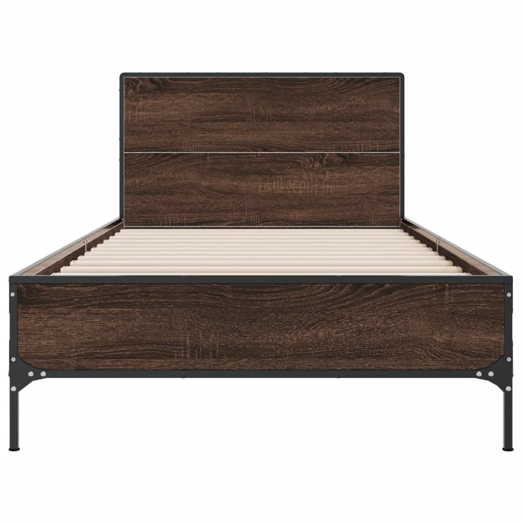 Bed Frame without Mattress Brown Oak 100x200 cm