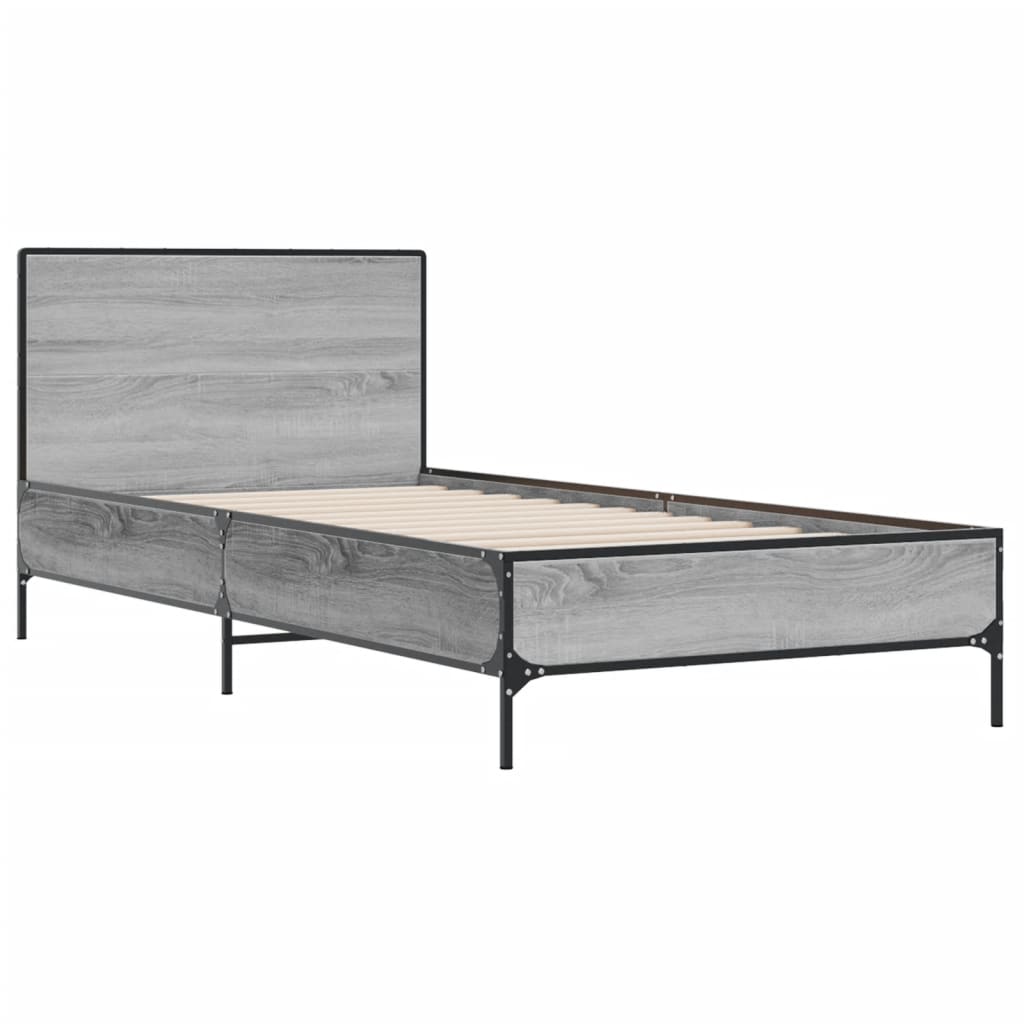 Bed Frame without Mattress Grey Sonoma 75x190 cm Small Single