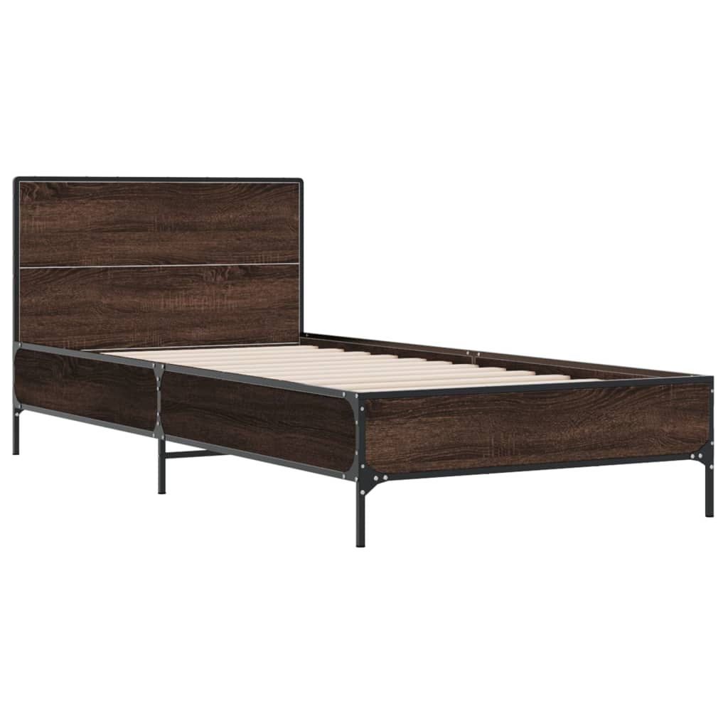Bed Frame without Mattress Brown Oak 75x190 cm Small Single