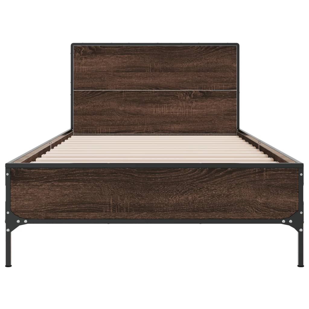 Bed Frame without Mattress Brown Oak 75x190 cm Small Single