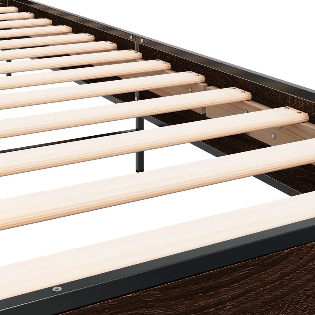 Bed Frame without Mattress Brown Oak 75x190 cm Small Single